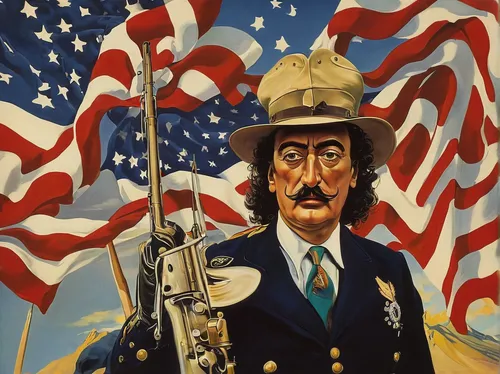 Immerse yourself in nostalgic Memorial Day GIFs that capture the spirit of America's past.,uncle sam,bugler,rifleman,flag day (usa),bandsman,guy fawkes,military band,trumpeter,imperialist,man with sax