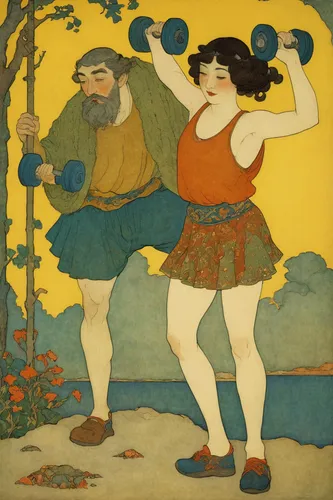 adam and eve,folk wrestling,greco-roman wrestling,khokhloma painting,bacchus,kettlebells,pankration,pair of dumbbells,gobelin,hammer throw,workout icons,hipparchia,oriental painting,narcissus of the poets,dispute,folk art,kettlebell,cool woodblock images,apple pair,narcissus,Illustration,Retro,Retro 17