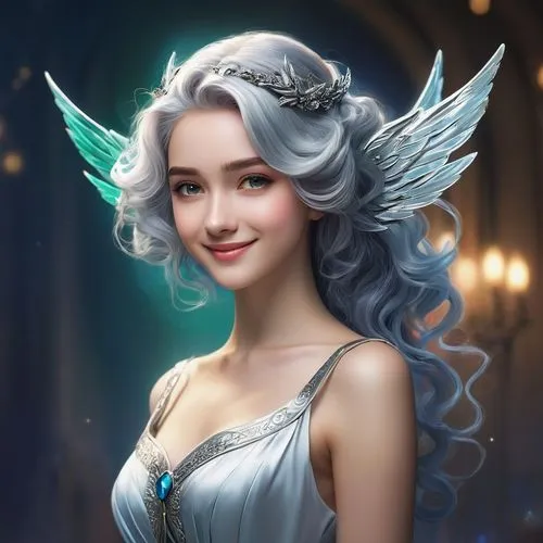 fantasy portrait,angel,angel girl,vintage angel,elsa,fairy queen,Illustration,Realistic Fantasy,Realistic Fantasy 15