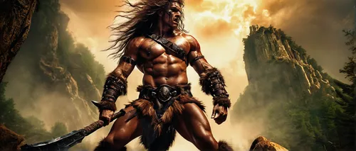 black warrior,barbarian,tarzan,lord shiva,wolverine,primitive man,warlord,tribal chief,god shiva,warrior east,spartan,cave man,alien warrior,male character,aborigine,shiva,warrior woman,fantasy warrior,lone warrior,heroic fantasy,Illustration,Realistic Fantasy,Realistic Fantasy 37