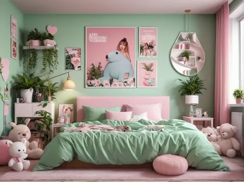 baby room,the little girl's room,kids room,nursery decoration,children's bedroom,bedroom,pink green,pastel colors,soft pastel,children's room,boy's room picture,baby pink,pastels,room newborn,nursery,baby bed,wall decor,doll house,wall,wall decoration,Photography,General,Realistic