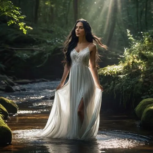 girl in a long dress,bridal veil,celtic woman,faerie,ballerina in the woods,the enchantress,fairy queen,enchanting,enchanted,faery,girl on the river,celtic queen,mystical portrait of a girl,long dress,rusalka,the night of kupala,mother nature,water nymph,the blonde in the river,fantasy picture,Photography,General,Fantasy