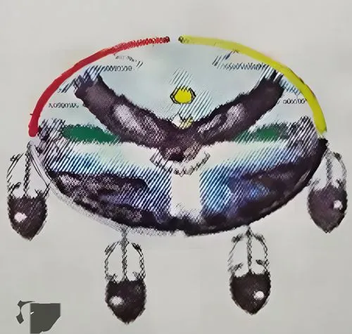 a colorful drawing of an eagle with strings and beads,paraglider flyer,warbonnet,discala,choreutidae,figure of paragliding,microhylid,war bonnet,birdbrain,parachute fly,operculum,japygidae,bi-place pa