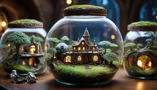 fairy house,miniature house,fairy village,snowglobes,snow globes,fairy lanterns,3d fantasy,terrarium,witch's house,fairy tale castle,miniature figures,candy jars,miniatures,fairy tale icons,fairy forest,fantasy art,fantasy landscape,dolls houses,hobbiton,fairy world,Photography,General,Commercial