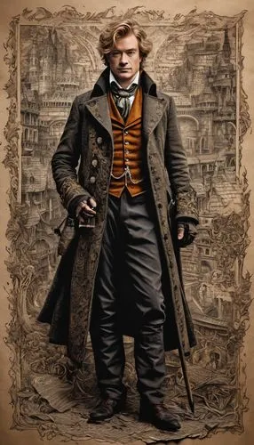 frock coat,game illustration,robert harbeck,newt,cordwainer,gunfighter,tyrion lannister,tower flintlock,james sowerby,thomas heather wick,gunsmith,thomas jefferson,cravat,clockmaker,thames trader,nicholas boots,a carpenter,rob roy,french digital background,flintlock pistol,Photography,General,Fantasy