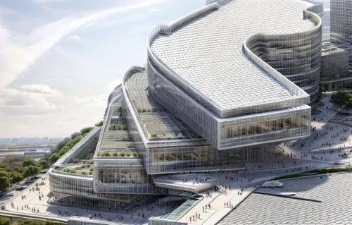 hongdan center,futuristic architecture,hudson yards,tianjin,soumaya museum,autostadt wolfsburg,futuristic art museum,zhengzhou,shenzhen vocational college,building honeycomb,mercedes-benz museum,xi'an,elbphilharmonie,archidaily,osaka station,honeycomb structure,beijing,kirrarchitecture,wuhan''s virus,danube centre,Architecture,Large Public Buildings,Modern,Sustainable Innovation