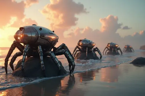 submersibles,bathysphere,black crab,cryengine,apiarium,walking spider,Conceptual Art,Sci-Fi,Sci-Fi 19