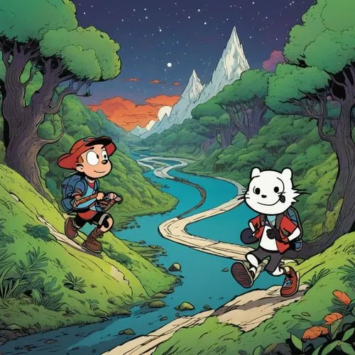 pandas,adventurer,ritriver and the cat,panda,giant panda,guards of the canyon,kawaii panda,magical adventure,adventure,game illustration,travelers,bear guardian,hero academy,pilgrimage,lake tanuki,tofu,a journey of discovery,villagers,game art,exploration,Illustration,Paper based,Paper Based 27