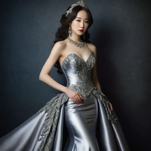 qian,sunhwa,yenny,eunjung,a floor-length dress,elegant,Illustration,Realistic Fantasy,Realistic Fantasy 08