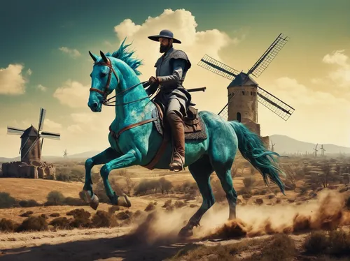 don quixote,man and horses,the windmills,windmills,ballet don quijote,endurance riding,horseback,western riding,horse riders,fantasy picture,digital compositing,conquistador,equestrian statue,equestrian helmet,fantasy art,cross-country equestrianism,equestrian vaulting,windmill,french digital background,cavalry,Photography,Artistic Photography,Artistic Photography 05