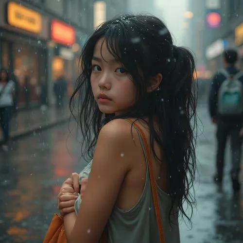 in the rain,asian umbrella,mongkok,walking in the rain,asian girl,xiaoli