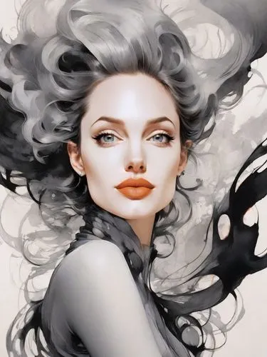 fashion illustration,fantasy portrait,world digital painting,fantasy art,star magnolia,white lady,siren,fantasy woman,digital painting,woman face,illustrator,wind wave,white swan,medusa,airbrushed,art deco woman,art painting,woman's face,the enchantress,mystical portrait of a girl