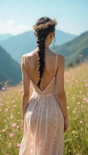 girl in a long dress from the back,girl in a long dress,meadow,milkmaid,girl in flowers,countrywoman,girl in white dress,sundress,girl from behind,girl from the back,shepherdess,backless,updo,eadweard,wildflower,meadow play,countrygirl,countrywomen,girl on the dune,in the tall grass