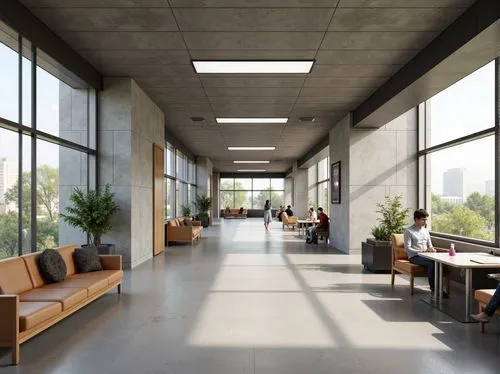 daylighting,modern office,concrete ceiling,3d rendering,offices,oticon,hallway space,school design,blur office background,renderings,revit,bureaux,lofts,interior modern design,office buildings,modern decor,assay office,penthouses,office building,working space