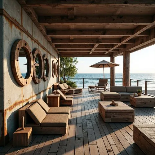 wooden decking,wood deck,oceanfront,sundeck,beachfront,beachhouse,wooden pier,boat dock,beach bar,beach house,beach furniture,wood and beach,dockside,beach restaurant,beach resort,shorefront,deckhouse,decking,dock,outdoor furniture