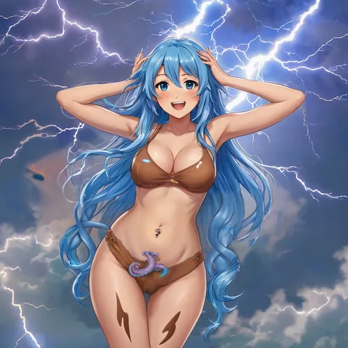 aqua,medusa,lightning,azure,hamearis lucina,erika,stormy,ashitaba,rusalka,umiuchiwa,lightning strike,mikuru asahina,lightning storm,lechona,honolulu,lightning bolt,himuto,neptune,toori,medusa gorgon