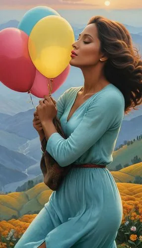 little girl with balloons,ballooning,colorful balloons,balloon and wine festival,balloon trip,balloons,Art,Artistic Painting,Artistic Painting 48