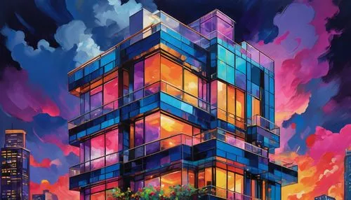 skyscraper,colorful city,glass building,sky apartment,the skyscraper,hypermodern,skyscrapers,cityscape,apartment block,tetris,apartment building,skyscraping,kaleidoscape,colorful facade,skycraper,kimmelman,cubes,ctbuh,residential tower,high-rise building,Conceptual Art,Oil color,Oil Color 25