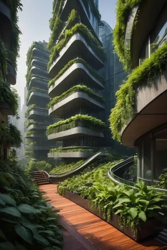 futuristic architecture,ecotopia,futuristic landscape,arcology,biopolis,interlace,biopiracy,terraformed,green living,terraces,apartment block,biophilia,planta,microhabitats,terraforming,greentech,apartment building,block balcony,streamwood,bahru,Illustration,Children,Children 01