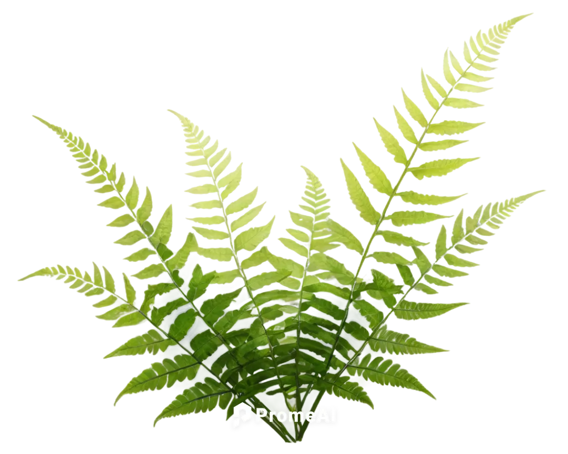 Delicate ferns, lush green leaves, slender stems, intricate veins, soft natural light, 3/4 composition, shallow depth of field, warm color tone, cinematic lighting, detailed textures, realistic shadin