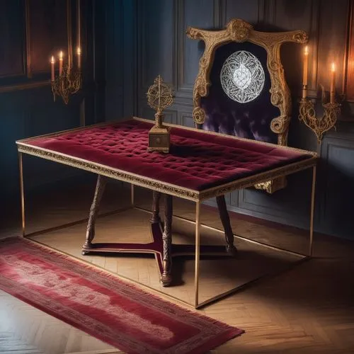 the velvet table sits in front of candles and a mirror,antique table,baccarat,zoffany,victorian table and chairs,biedermeier,card table,Unique,Design,Infographics