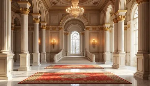 royal interior,entrance hall,marble palace,mikhailovsky,hall of the fallen,europe palace,hallway,corridor,enfilade,empty interior,ornate room,hallway space,archly,hall of nations,versailles,château de chambord,cochere,grandeur,neoclassical,bahai,Photography,General,Realistic