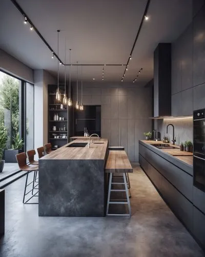 Interior Design
,a kitchen has gray counters and wood counters,modern kitchen,modern kitchen interior,modern minimalist kitchen,kitchen design,tile kitchen,kitchen interior,Photography,General,Realist