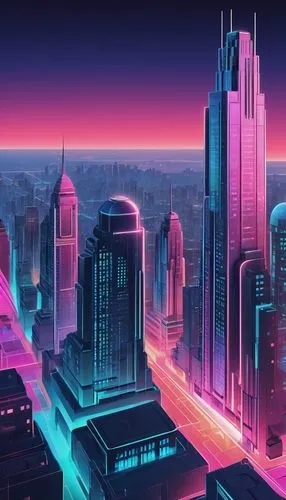 cybercity,colorful city,cybertown,cityscape,cyberpunk,metropolis,futuristic landscape,city trans,fantasy city,city skyline,cyberworld,cyberscene,city at night,cities,cityzen,cyberport,microdistrict,80's design,synth,city,Illustration,Vector,Vector 18