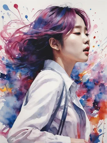 joy,sakura,artist color,colorful heart,winner joy,songpyeon,fluttering hair,watercolor,watercolor background,sujeonggwa,colorful background,sailing blue purple,the festival of colors,guk,purple blue,crayon,yuri,colorfulness,solar,yeonsan hong,Illustration,Paper based,Paper Based 20