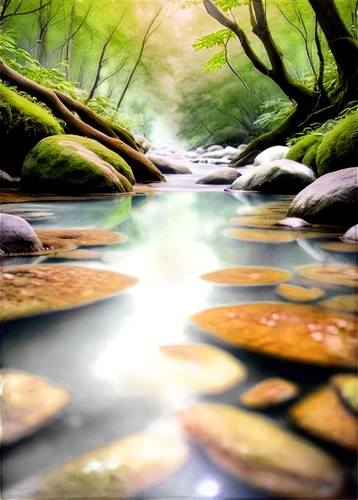 clear stream,flowing creek,mountain stream,nature background,flowing water,streamside,streams,waterscape,nature wallpaper,water scape,mountain spring,brook landscape,waterflow,mountain river,river landscape,water flowing,a river,watercourse,jordan river,cartoon video game background,Illustration,Abstract Fantasy,Abstract Fantasy 06