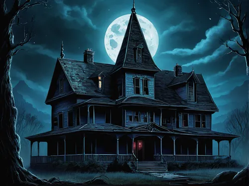 the haunted house,witch house,witch's house,haunted house,halloween poster,creepy house,haunted castle,halloween and horror,house silhouette,lonely house,the house,house,ghost castle,halloween background,victorian house,halloween illustration,haunted,doll's house,halloween scene,madhouse,Conceptual Art,Sci-Fi,Sci-Fi 20