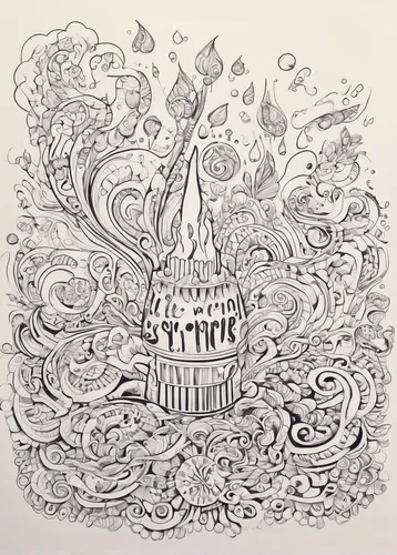 fairy chimney,cauldron,uscapitol,hand-drawn illustration,spire,witch's house,whipped cream castle,solomon's plume,crown of the place,pen drawing,steeple,witch's hat,hogwarts,paris clip art,coloring page,magic castle,book illustration,magic hat,cd cover,capitol,Illustration,Black and White,Black and White 05