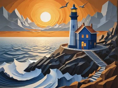 lighthouses,lighthouse,light house,electric lighthouse,petit minou lighthouse,light station,david bates,crisp point lighthouse,red lighthouse,siggeir,coastal landscape,lambrook,lightkeeper,battery point lighthouse,phare,lightkeepers,sea landscape,tillamook,travel poster,seascape,Art,Artistic Painting,Artistic Painting 08