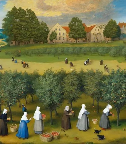 agricultural scene,beyeler,jatte,breughel,dutch landscape,village scene