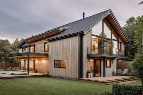 add light grey wall,timber house,wooden house,modern house,danish house,modern architecture,smart home,eco-construction,house shape,smart house,wooden decking,half-timbered,two story house,new england