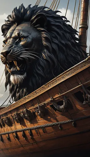 lion,lion - feline,viking ship,galleon,lion head,nautical banner,to roar,ironclad warship,jon boat,lion's coach,forest king lion,lion number,two lion,royal tiger,stone lion,roaring,panthera leo,cat-ketch,lion white,lion capital,Conceptual Art,Fantasy,Fantasy 11