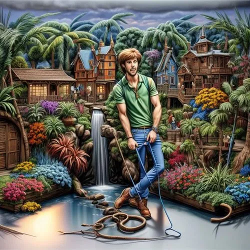 gardener,monkey island,greenhouse cover,zookeeper,david bates,farmer in the woods,children's background,3d fantasy,fantasy picture,garden of eden,adventure game,fantasy art,landscaping,miniature golf,garden of plants,link,game illustration,farmer,permaculture,gardening