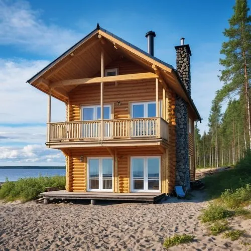 Cabin on a beautiful beach in Finland. This house with a balcony.,baltic sea,the baltic sea,wooden sauna,wooden house,summer cottage,holiday home,summer house,holiday villa,wood and beach,danish house