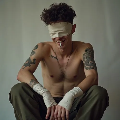 bandaged,bandages,bandage,vitiligo,arca,taghmaoui,joji,polunin,beaten down,healy,blindfold,bruised,injured,wounded,robbers,conor,blindfolds,blindfolded,ulpiana,scars