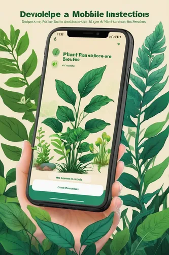 Develop a mobile app that educates users about different plant species and their specific care instructions.,mobile web,mobile application,leaves case,mobile device,plant protection,the app on phone,p