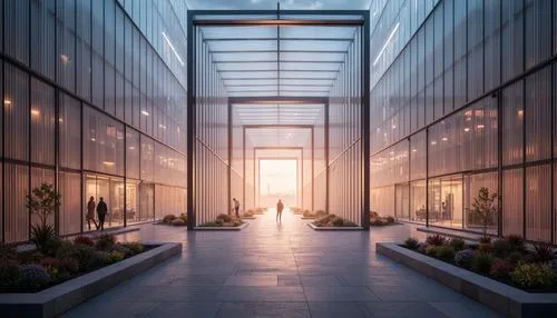 hallway space,glass facade,render,3d rendering,glass building,atriums,walkway,hallway,atrium,office building,entranceway,penthouses,corridors,corridor,glass wall,3d render,entryway,glass facades,entranceways,entry path