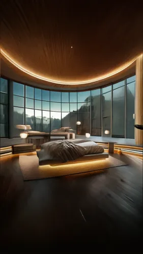 Photography perspective: fixed point and small circle,a room with a large bed, windows and lights,luxury home interior,minotti,interior modern design,modern living room,luxury bathroom,3d rendering