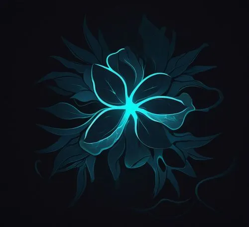 a large blue flower on a dark background,retro flower silhouette,bioluminescent,blu flower,electroluminescent,flowers png,lotus png,Unique,Design,Logo Design