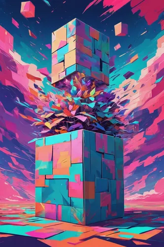 Compose a romantic poem inspired by the fragility and simplicity of carton boxes.,cubes,cubic,pixel cube,pink squares,magic cube,blocks,cube background,fragmentation,cube surface,dimensional,cube,poly