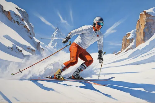 alpine skiing,ski cross,telemark skiing,cross-country skier,ski mountaineering,speed skiing,ski touring,skiers,ski race,nordic combined,skier,cross-country skiing,skiing,winter sports,piste,nordic skiing,downhill ski binding,freestyle skiing,ski binding,winter sport,Art,Classical Oil Painting,Classical Oil Painting 02