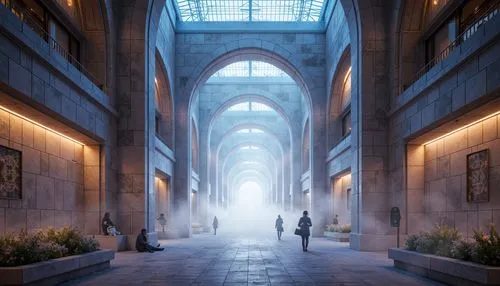 theed,hall of the fallen,corridors,carreau,schuitema,hallway,louvre,corridor,passage,archways,deakins,schuiten,concept art,passageway,passageways,industrial hall,skyways,unbuilt,dreamfall,train station passage