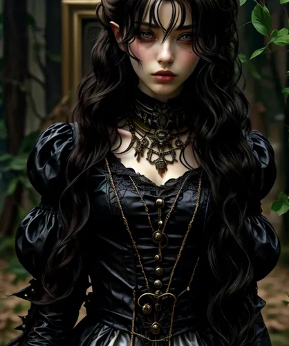 gothic fashion,gothic woman,gothic portrait,gothic style,fantasy portrait,dark elf,goth woman,the enchantress,gothic,victorian lady,elven,celtic queen,faery,dark gothic mood,vampire lady,faerie,gothic dress,fairy tale character,victorian style,sorceress