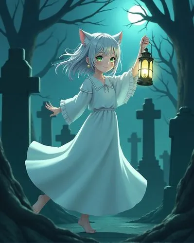 sakuya,piko,halloween background,ghost girl,keine,halloween wallpaper