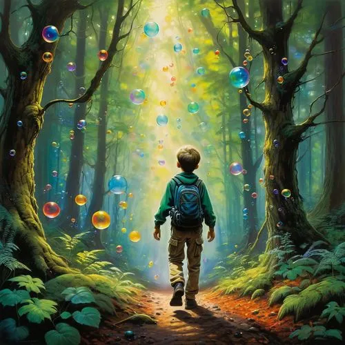 children's background,fantasy picture,magical adventure,fireflies,forest of dreams,terabithia,Illustration,Realistic Fantasy,Realistic Fantasy 32