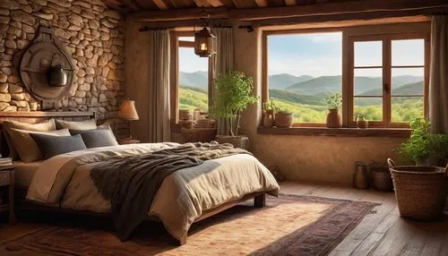 rustic,rustic aesthetic,the cabin in the mountains,wooden windows,country cottage,wooden shutters,wooden beams,bedroom window,beautiful home,guest room,inglenook,great room,home landscape,sleeping room,roof landscape,wood window,french windows,ornate room,log home,bed in the cornfield,Art,Classical Oil Painting,Classical Oil Painting 14